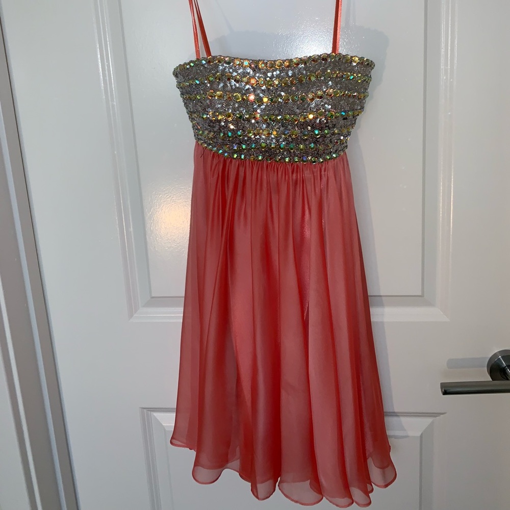 La Femme short coral Y2K dress strapless